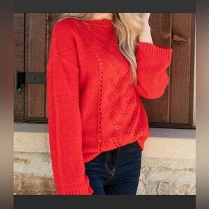 Grace & Lace Red Baby Loop Crewneck Sweater - Large
